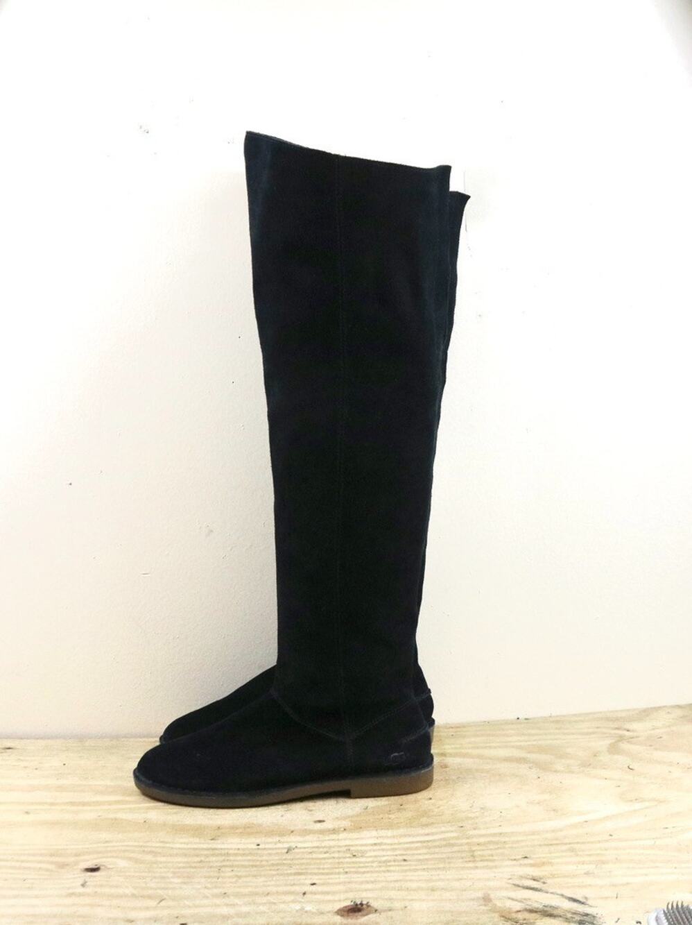 UGG Boots Womens 7 Black Suede Loma Over the Knee Zip Riding Shoes